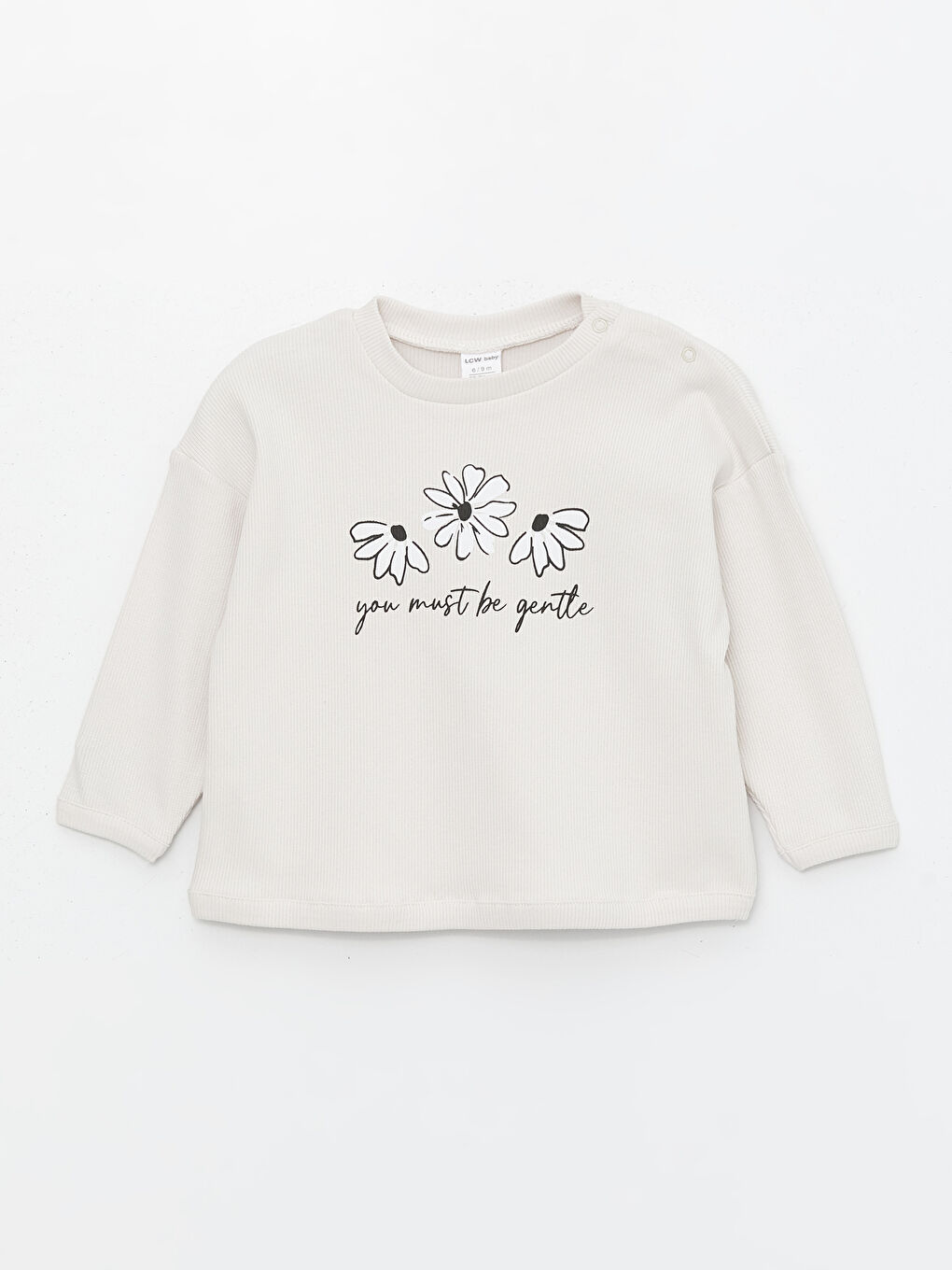 Bej Bisiklet Yaka Uzun Kollu Kız Bebek Sweatshirt ve Tayt 2'li Takım-1