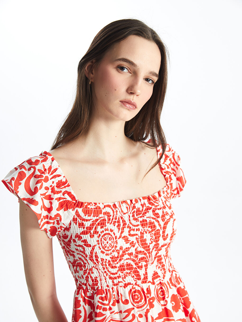 Women's Patterned Short Sleeve Slash Neck Dress -S4IQ70Z8-LTQ