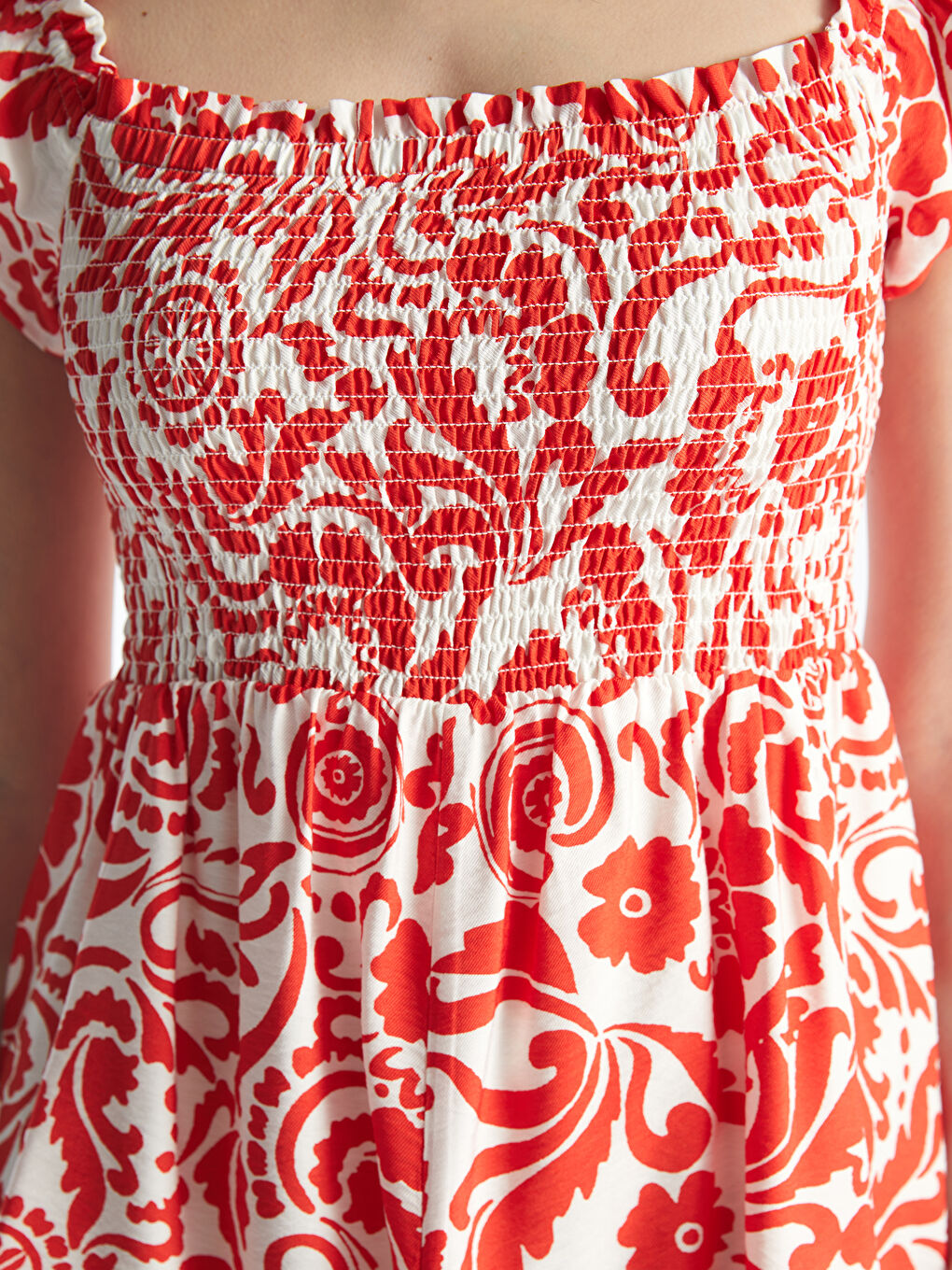 Women's Patterned Short Sleeve Slash Neck Dress -S4IQ70Z8-LTQ