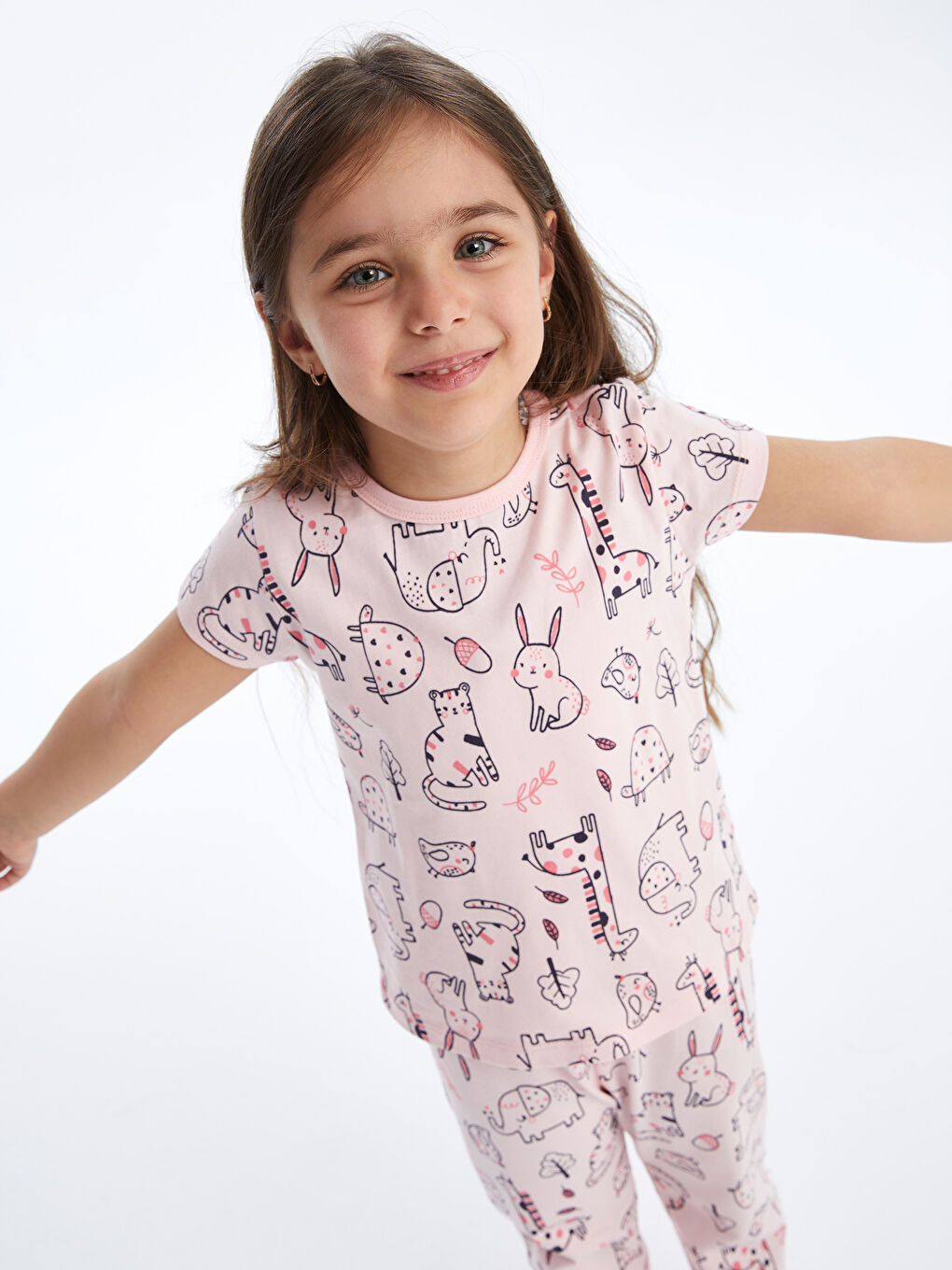 Pembe Bisiklet Yaka Baskılı Kız Bebek Pijama Takımı-1