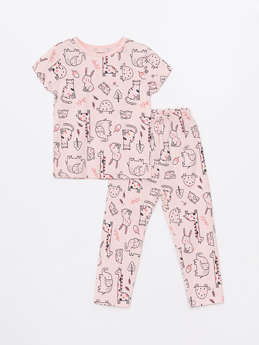 Pembe Bisiklet Yaka Baskılı Kız Bebek Pijama Takımı-3