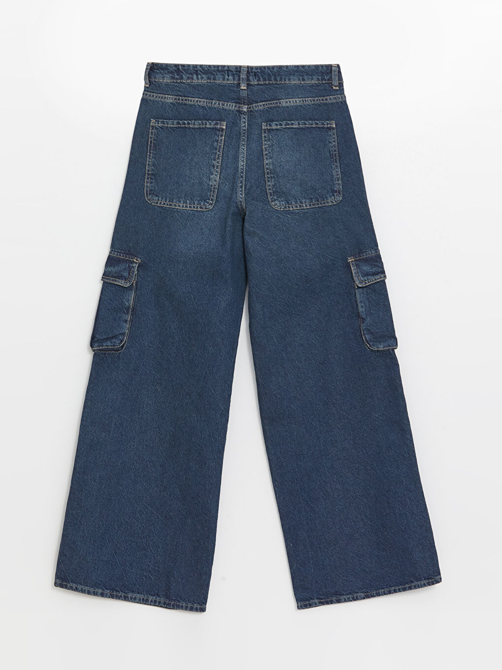 LCW Jeans Orta İndigo Rodeo Wideleg Kadın Kargo Jean Pantolon - 6