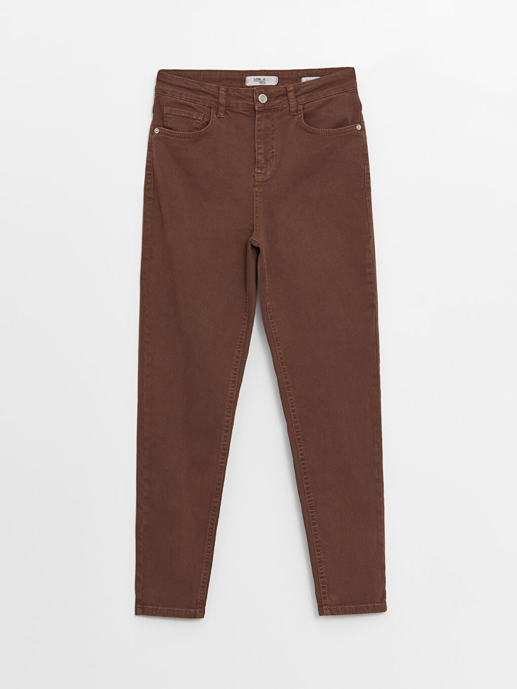 Kahverengi Slim Mom Kadın Jean Pantolon-5