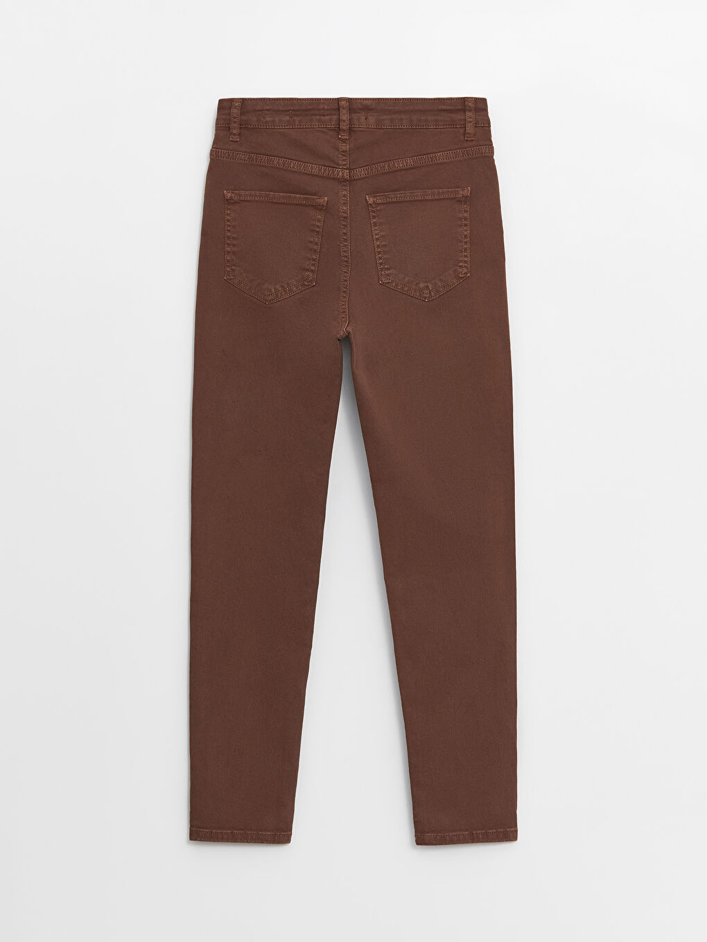 Kahverengi Slim Mom Kadın Jean Pantolon-6