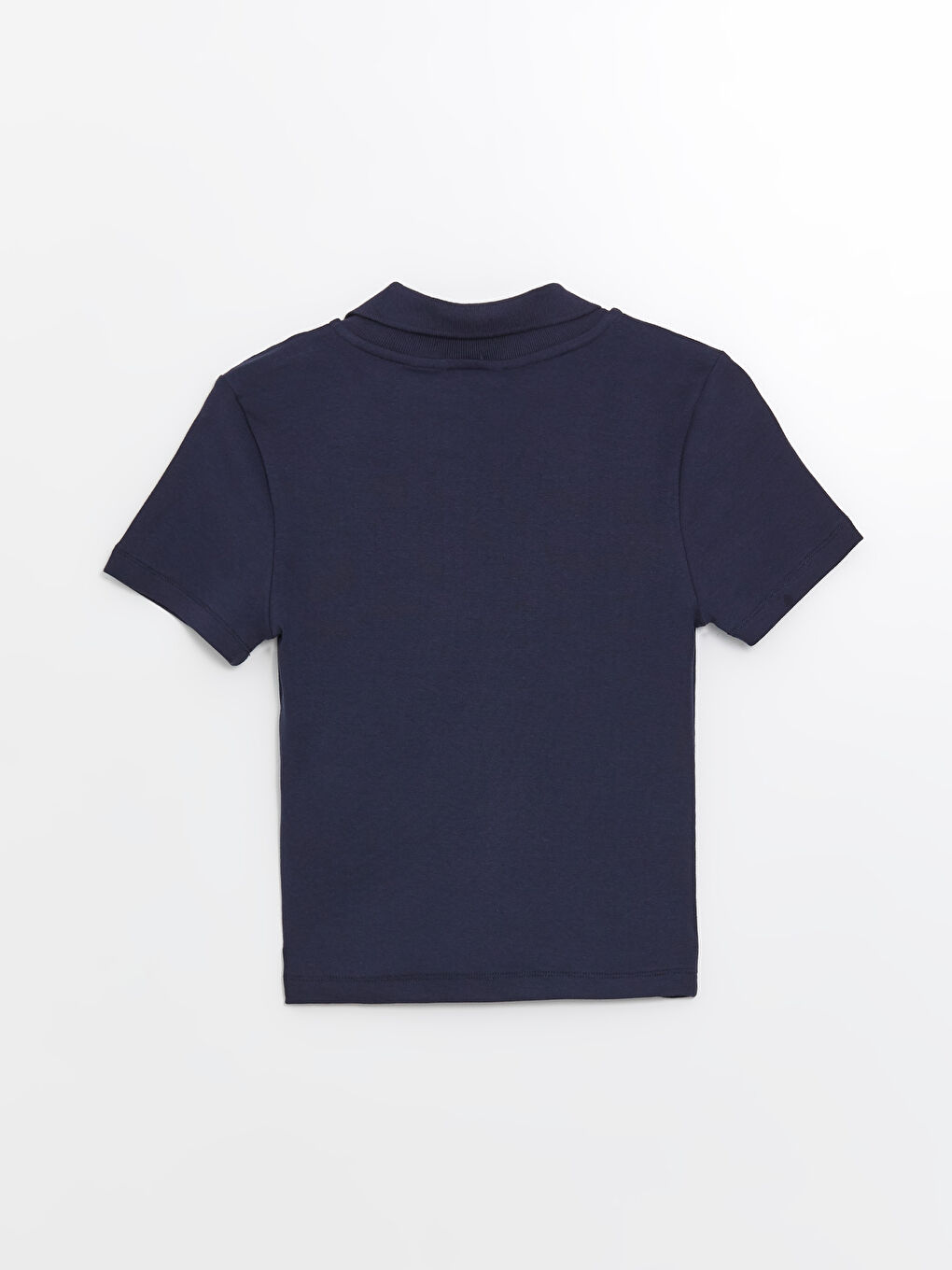 Lacivert Polo Yaka Baskılı Kısa Kollu Kadın Tişört-6