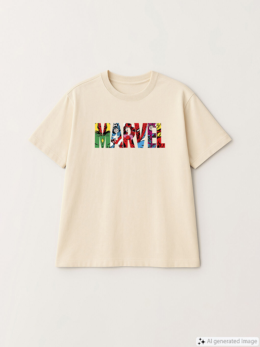 Crew Neck Marvel Printed Women's T-Shirt -S4IQ86Z8-FF7