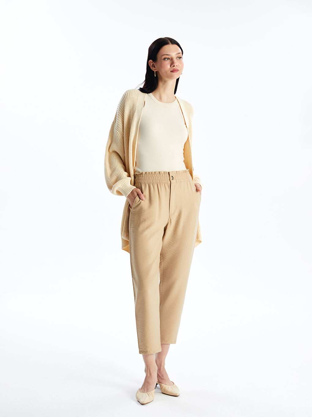 Elasticated Waist Regular Fit Women's Trousers -S4IQ96Z8-YCB