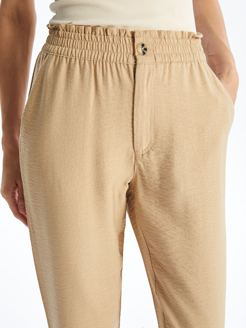 Elasticated Waist Regular Fit Women's Trousers -S4IQ96Z8-YCB