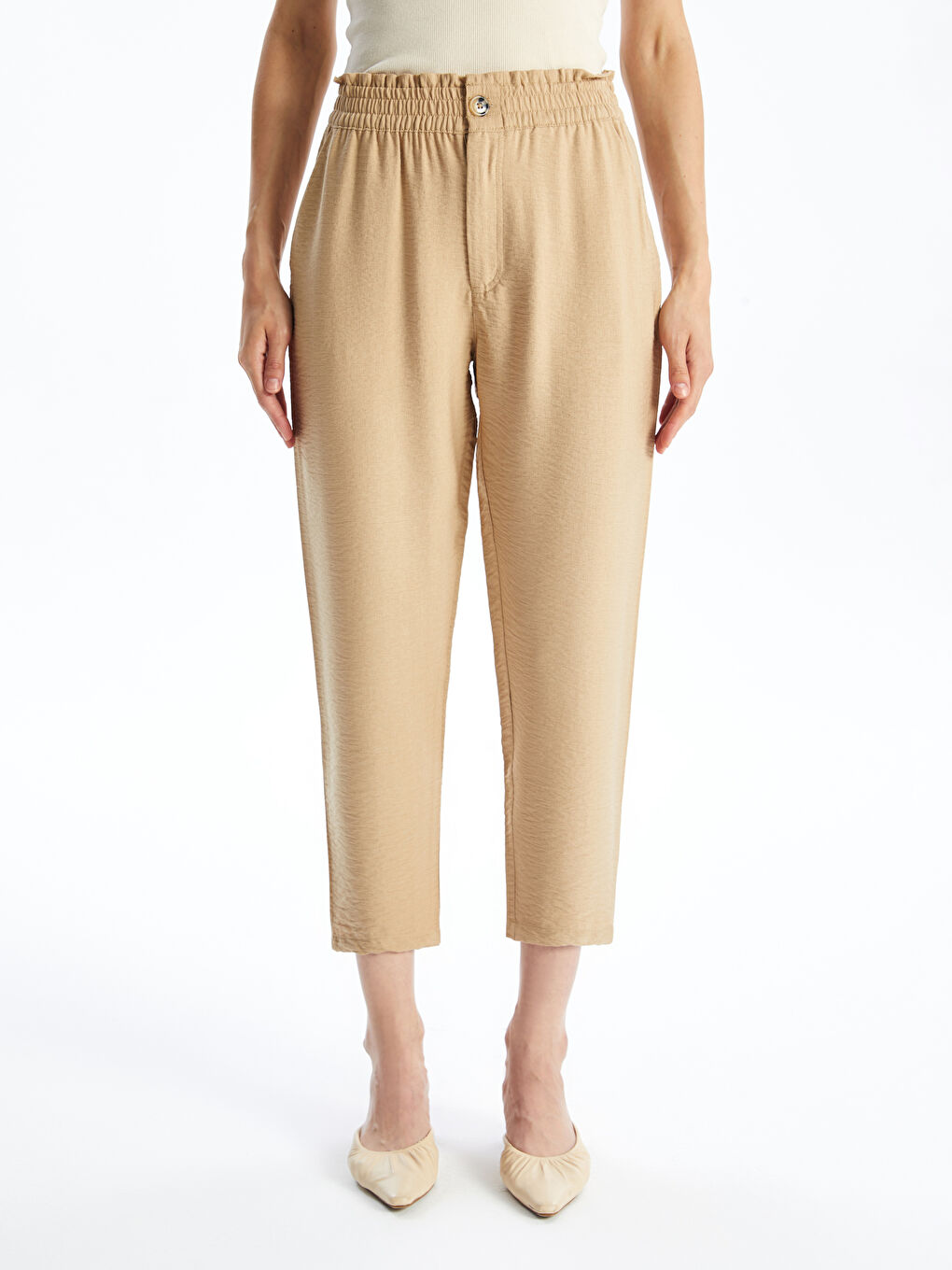 Elasticated Waist Regular Fit Women's Trousers -S4IQ96Z8-YCB