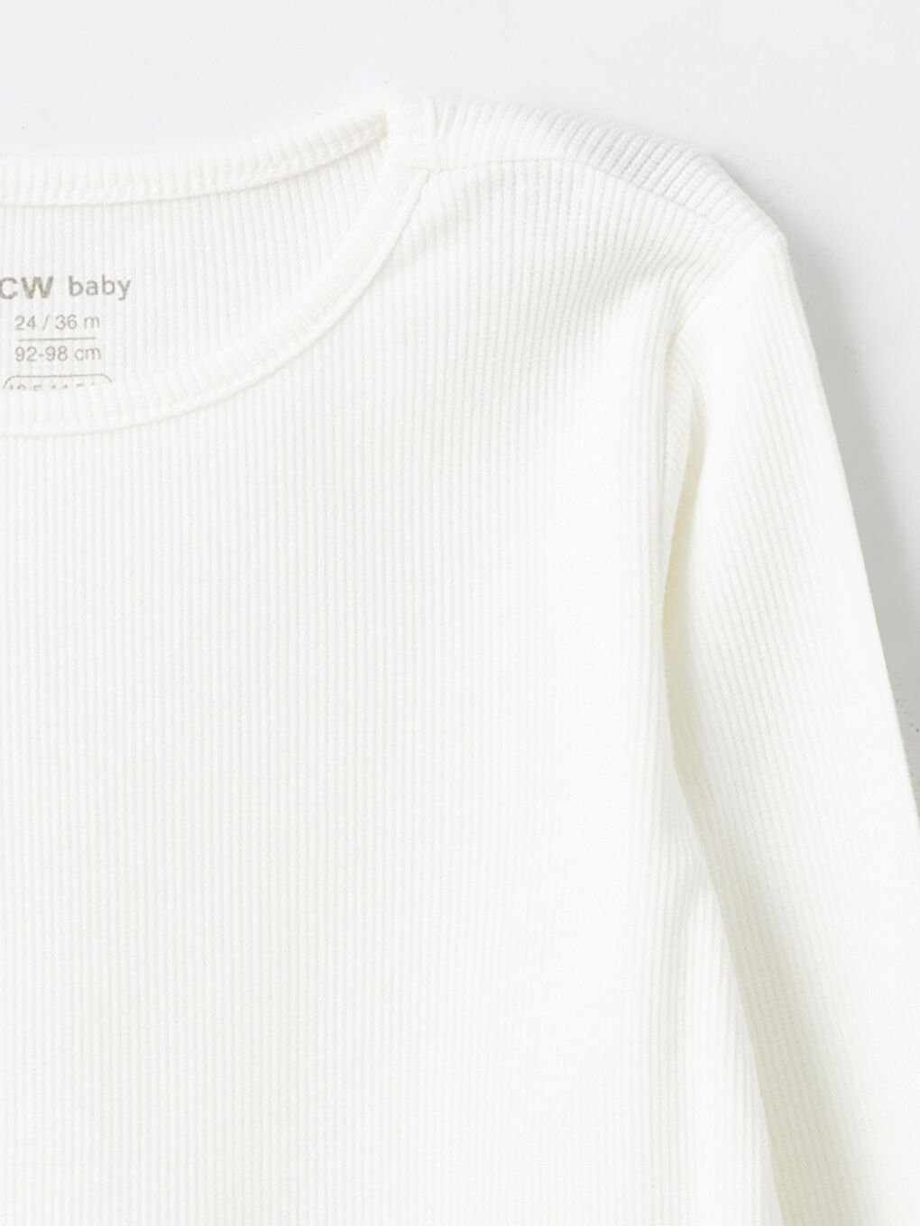 Ekru Bisiklet Yaka Uzun Kollu Kız Bebek Tişört-1