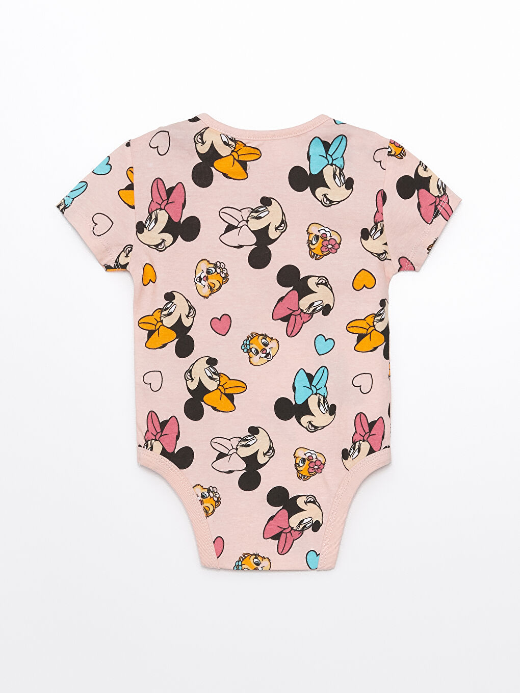 Crew Neck Short Sleeved Minnie Mouse Printed Baby Girl Snap Fastener Bodysuit 2 Pack -S4IS00Z1-LT4