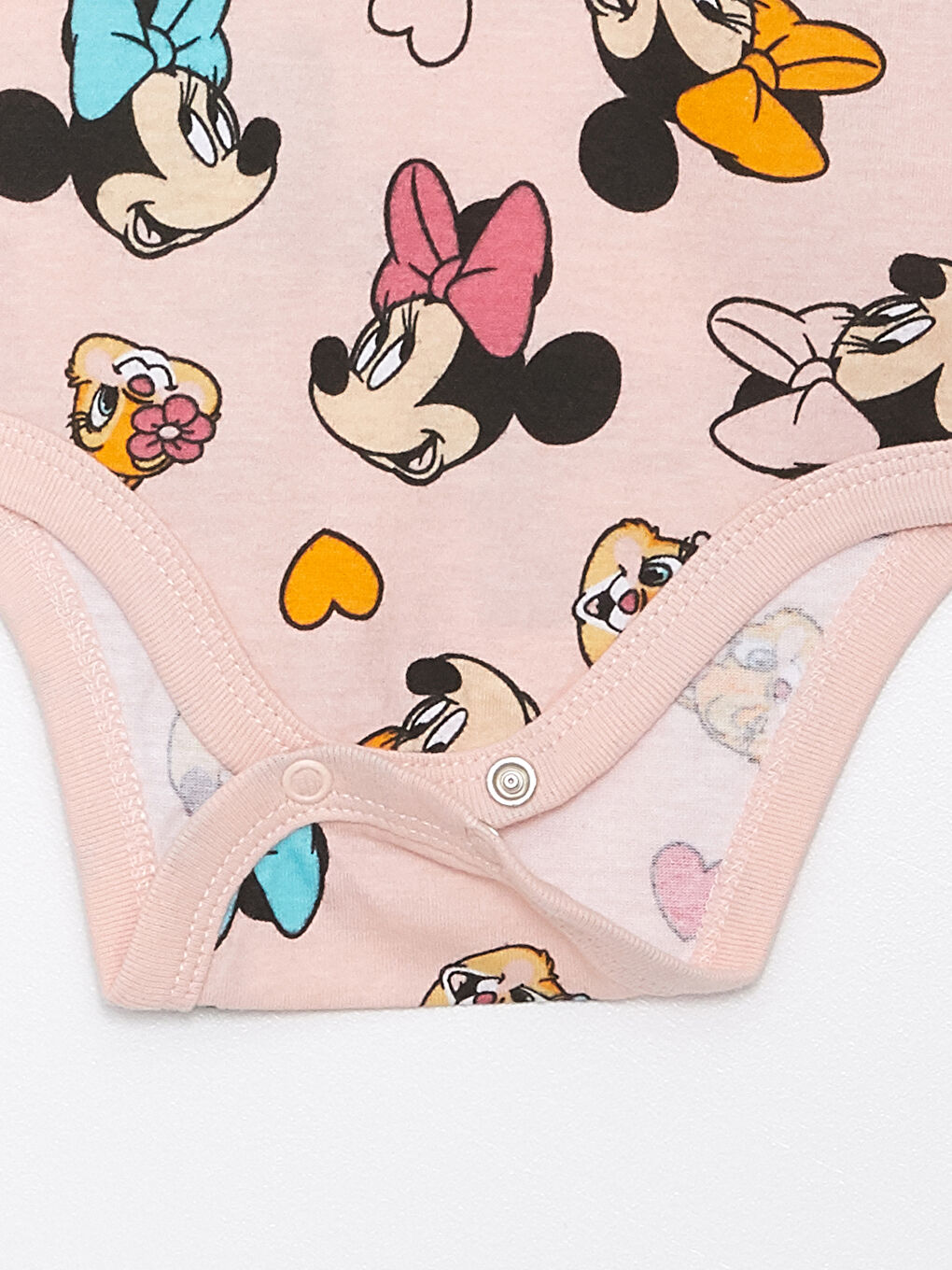 Crew Neck Short Sleeved Minnie Mouse Printed Baby Girl Snap Fastener Bodysuit 2 Pack -S4IS00Z1-LT4