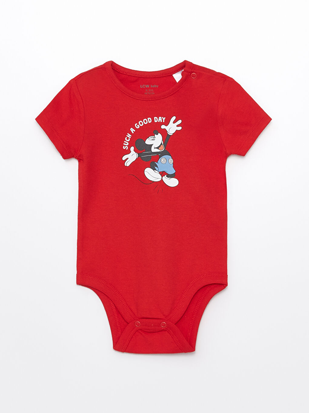 LCW baby Bisiklet Yaka Kısa Kollu Mickey Mouse Baskılı Erkek Bebek Tulum -S4IS02Z1-RTV