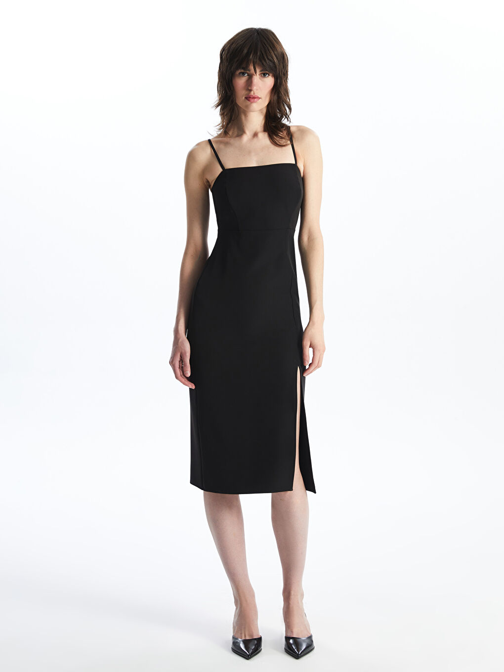 Square Collar Plain Strappy Women's Dress -S4IS06Z8-CVL