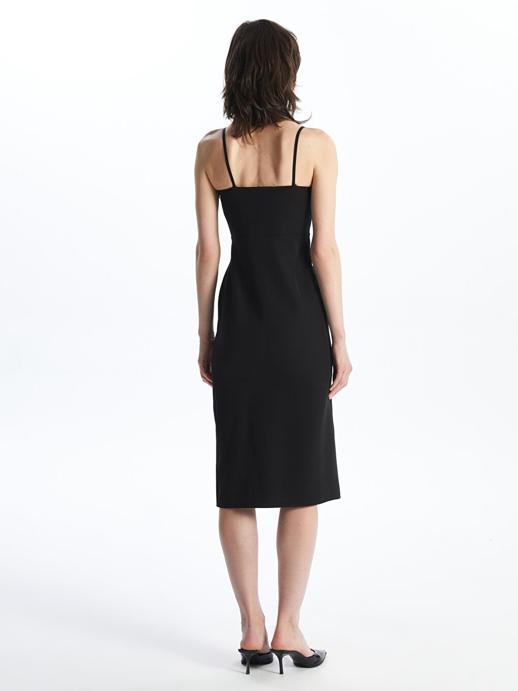 Square Collar Plain Strappy Women's Dress -S4IS06Z8-CVL