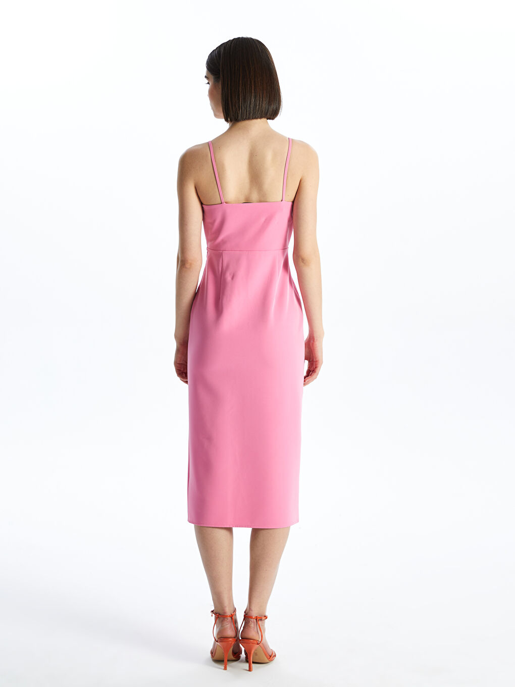 Square Collar Plain Strappy Women's Dress -S4IS06Z8-FMM
