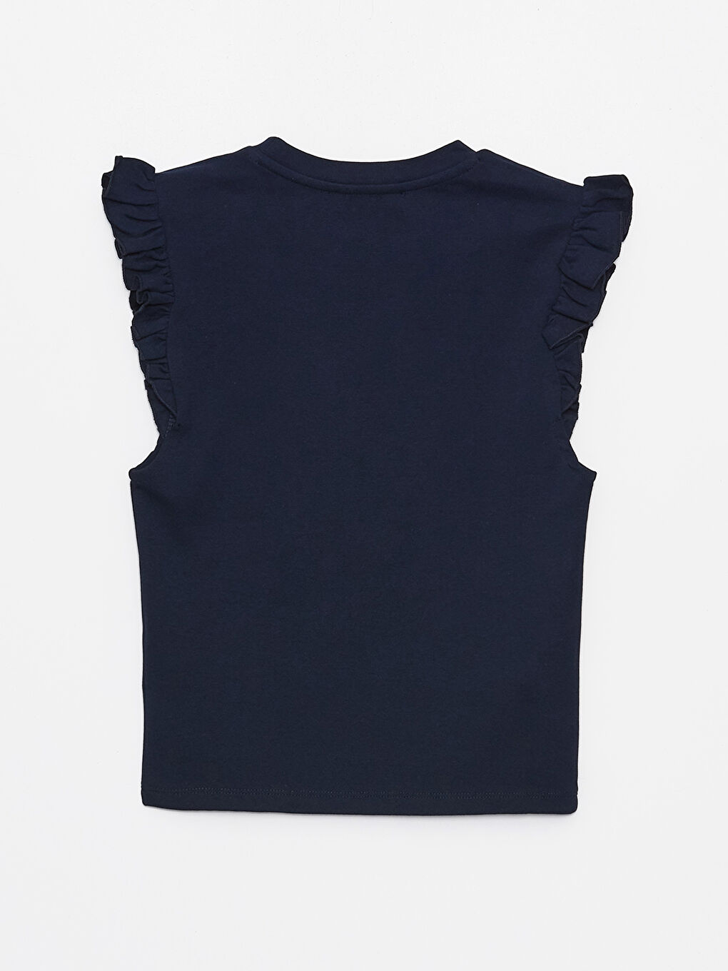 Lacivert Bisiklet Yaka Düz Kısa Kollu Kadın Bluz-6