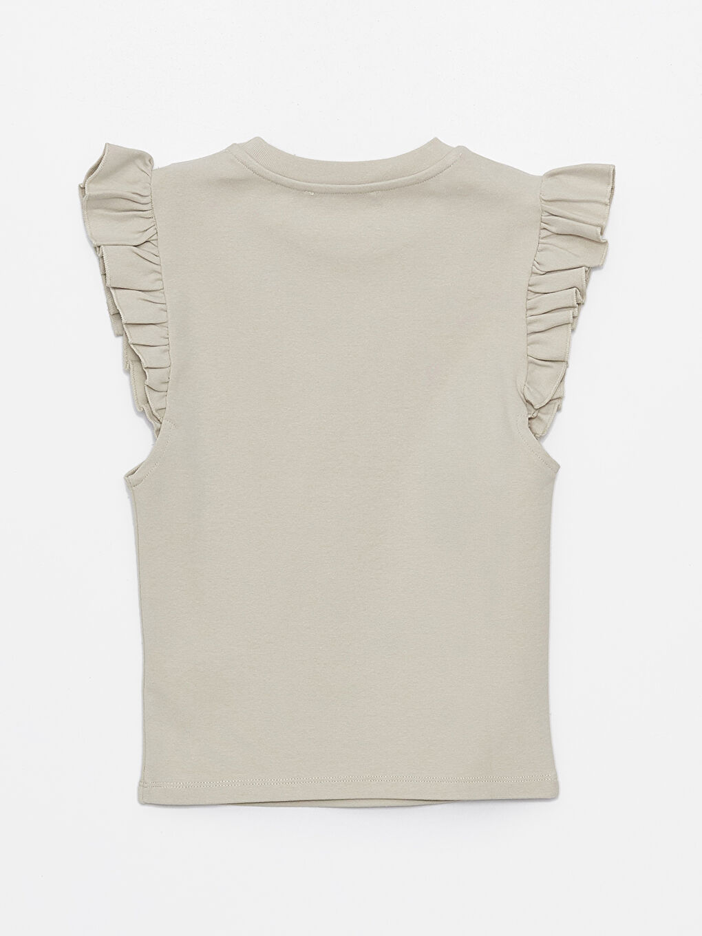 Gri Bisiklet Yaka Düz Kısa Kollu Kadın Bluz-6