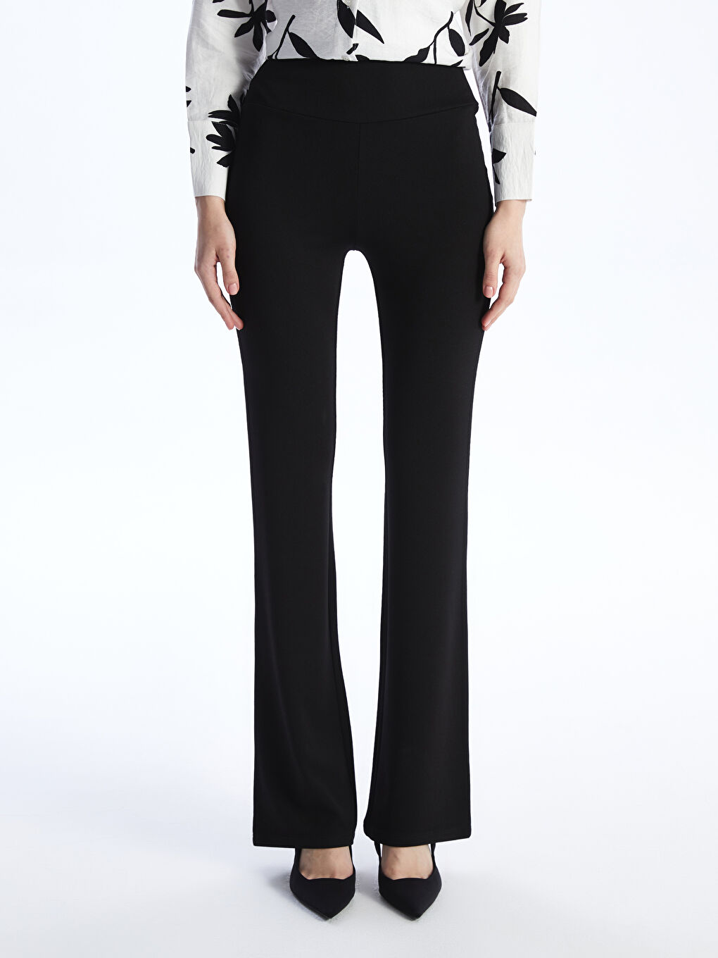 Elastic Waist Straight Flared Women's Leggings Trousers -S4IS99Z8-CVL