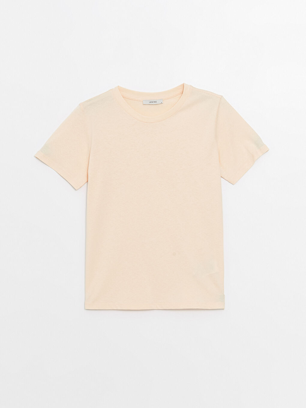 Pembe Bisiklet Yaka Düz Kısa Kollu Kadın Tişört-5