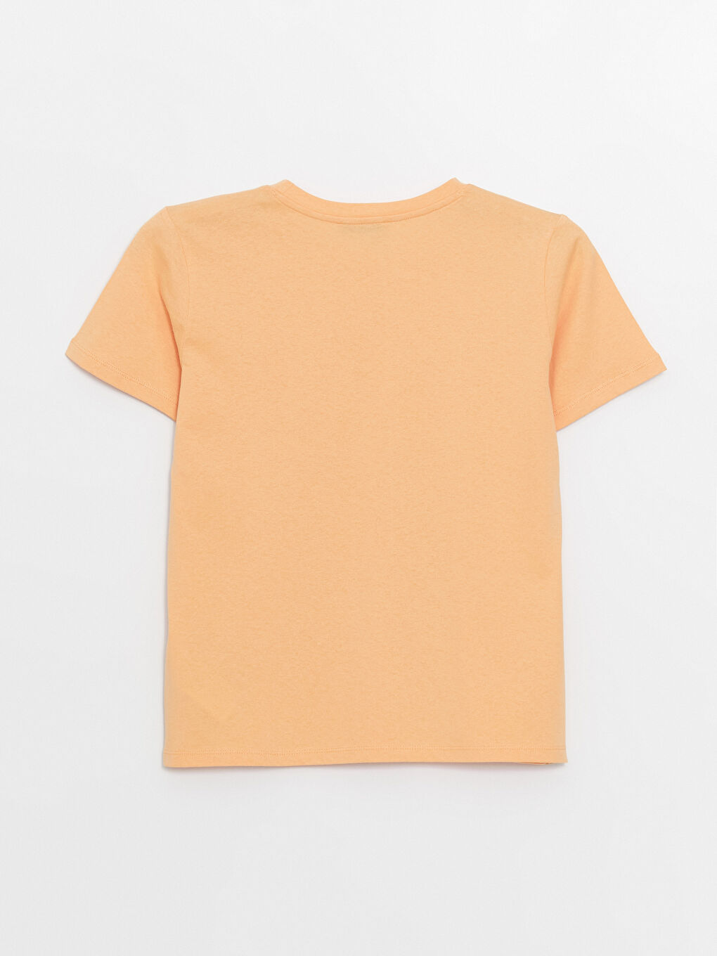 Turuncu Bisiklet Yaka Düz Kısa Kollu Kadın Tişört-6