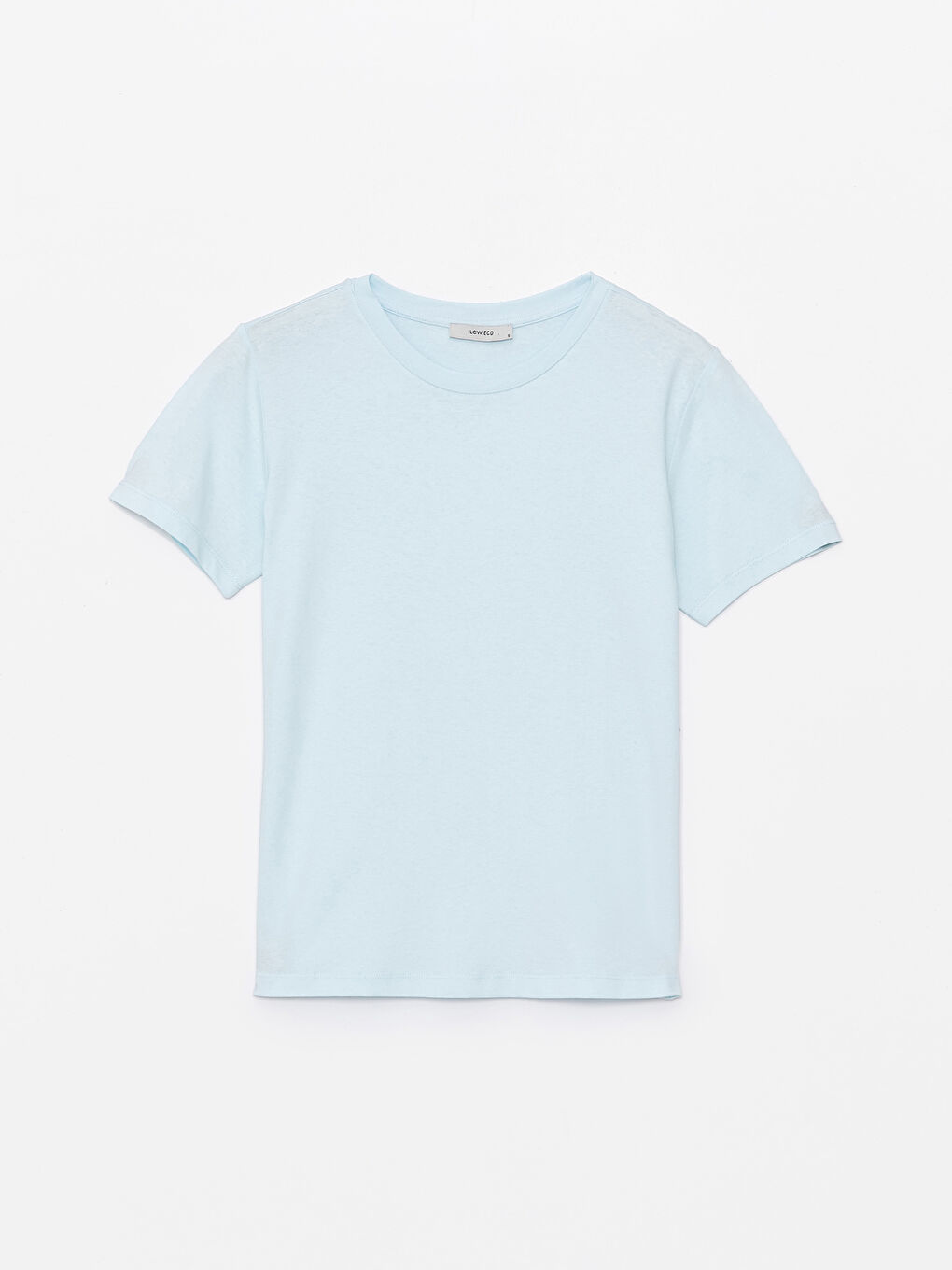 Mavi Bisiklet Yaka Düz Kısa Kollu Kadın Tişört-5