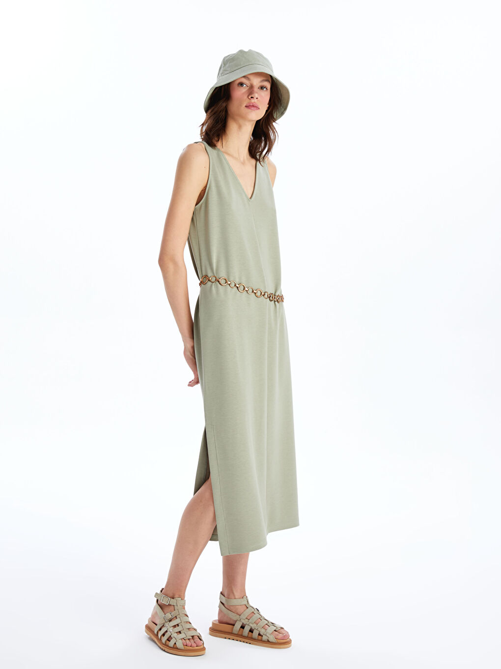 Women's V Neck Regular Dress -S4IT25Z8-GX5