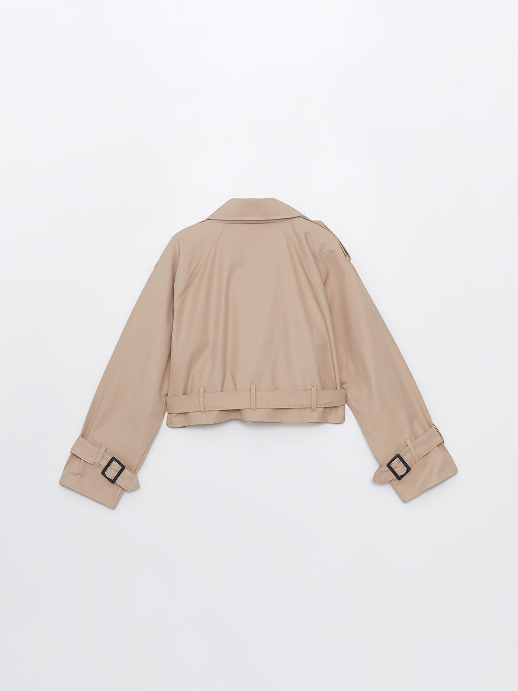 Bej Ceket Yaka Oversize Kadın Trençkot-10