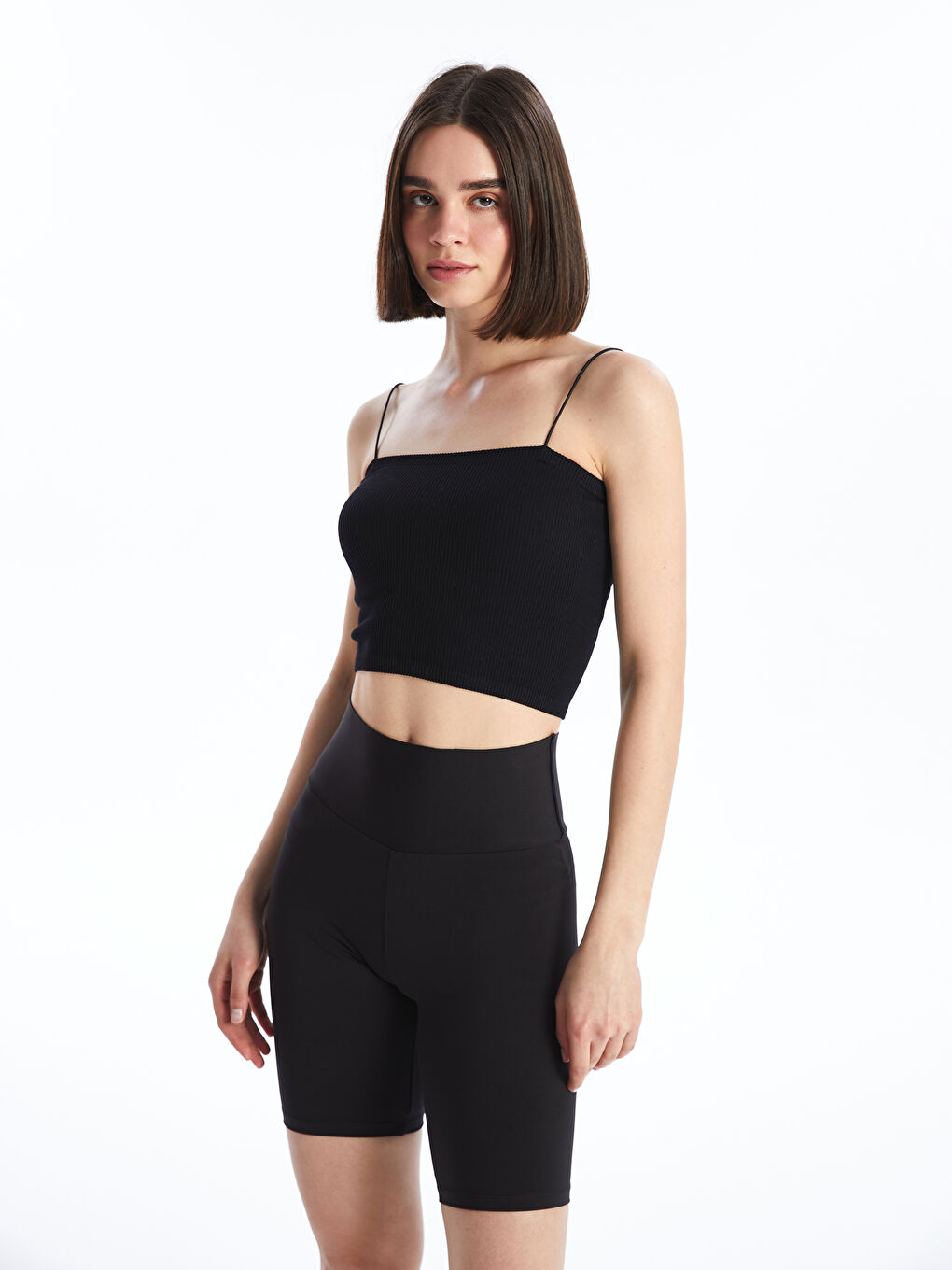 XSIDE Quadratischer Kragen Schlichtes Riemchen Bauchfreies Top für Damen -S4IT63Z8-CVL
