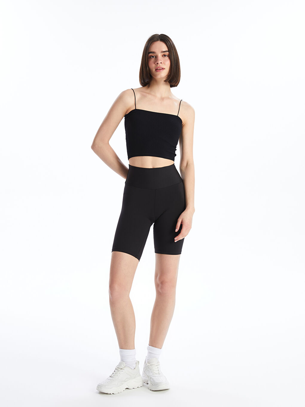 XSIDE Quadratischer Kragen Schlichtes Riemchen Bauchfreies Top für Damen -S4IT63Z8-CVL