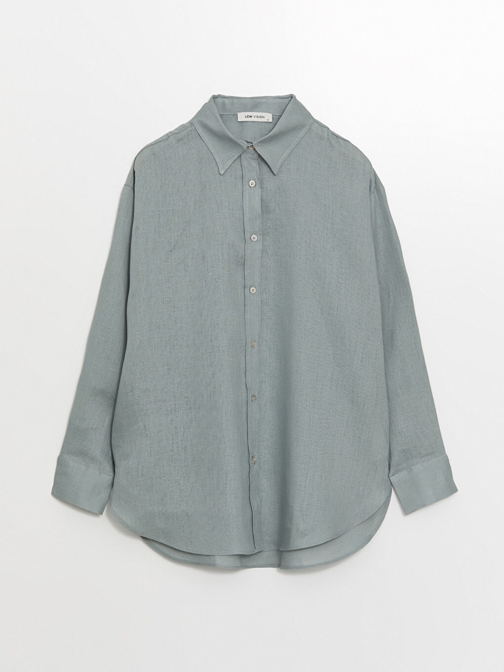 Straight Long Sleeve Oversize Linen Women's Shirt -S4IT66Z8-GDA