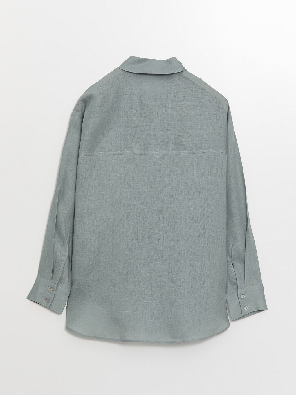 Straight Long Sleeve Oversize Linen Women's Shirt -S4IT66Z8-GDA