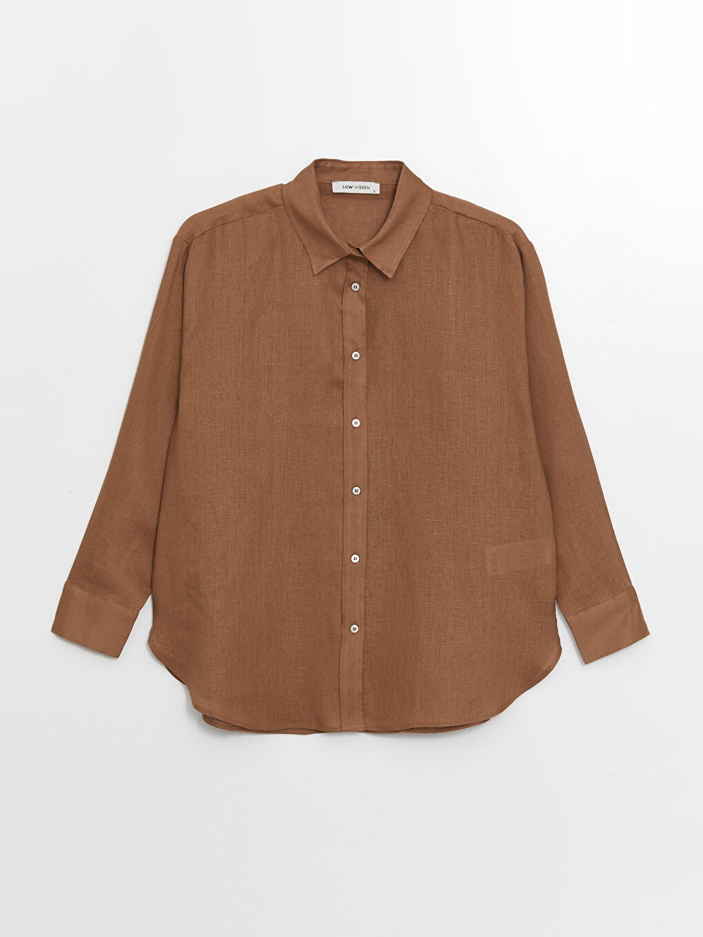 Plain Long Sleeve Oversize Linen Women's Shirt -S4IT66Z8-R1L