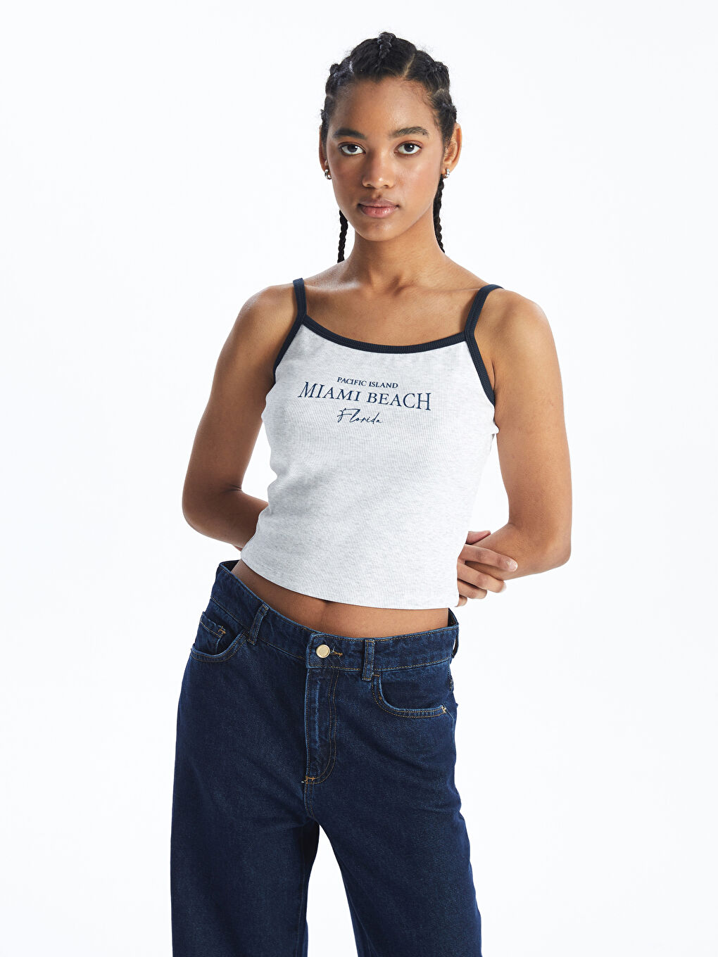 Women's Crop with U Neck Printed Straps -S4IT99Z8-JMD
