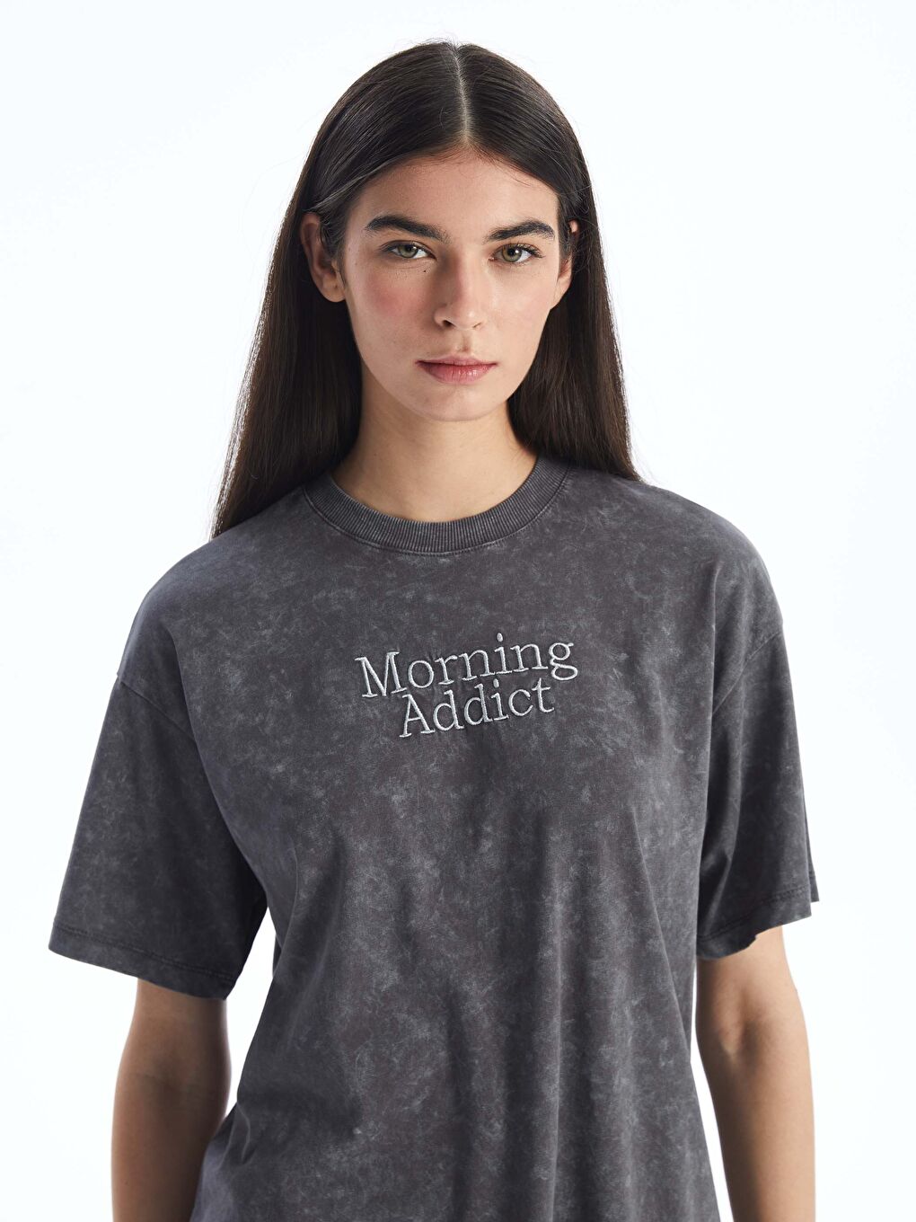 Crew Neck Printed Short Sleeve Women's T-shirt -S4IU31Z8-YCL
