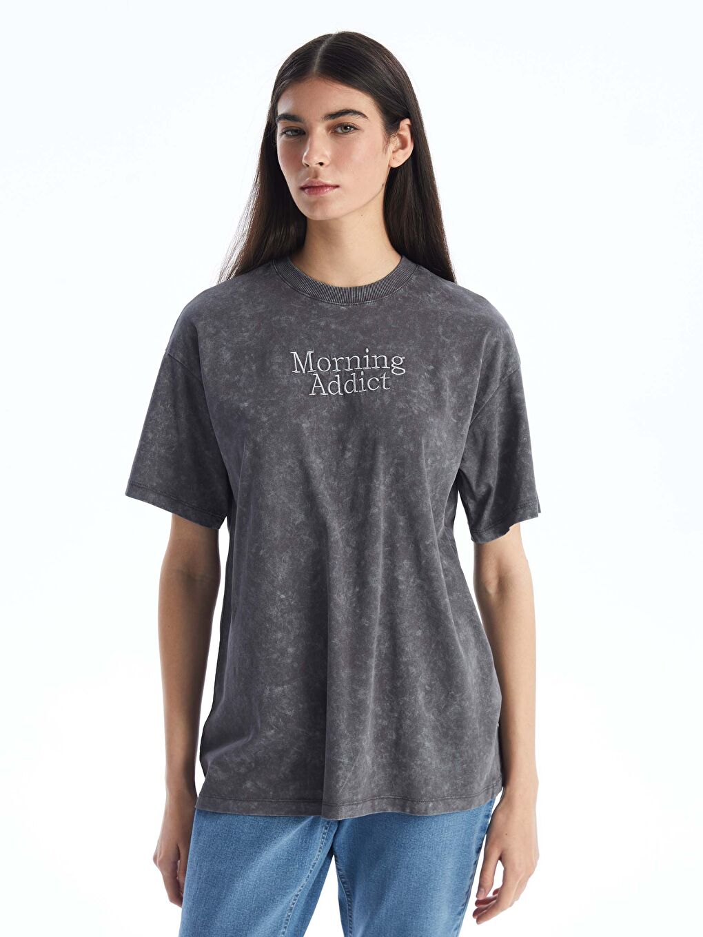 Crew Neck Printed Short Sleeve Women's T-shirt -S4IU31Z8-YCL