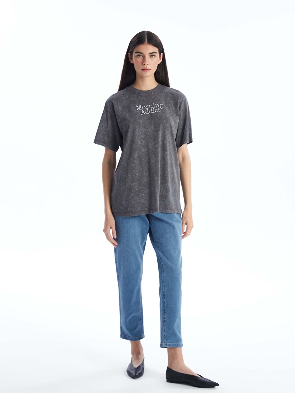 Crew Neck Printed Short Sleeve Women's T-shirt -S4IU31Z8-YCL