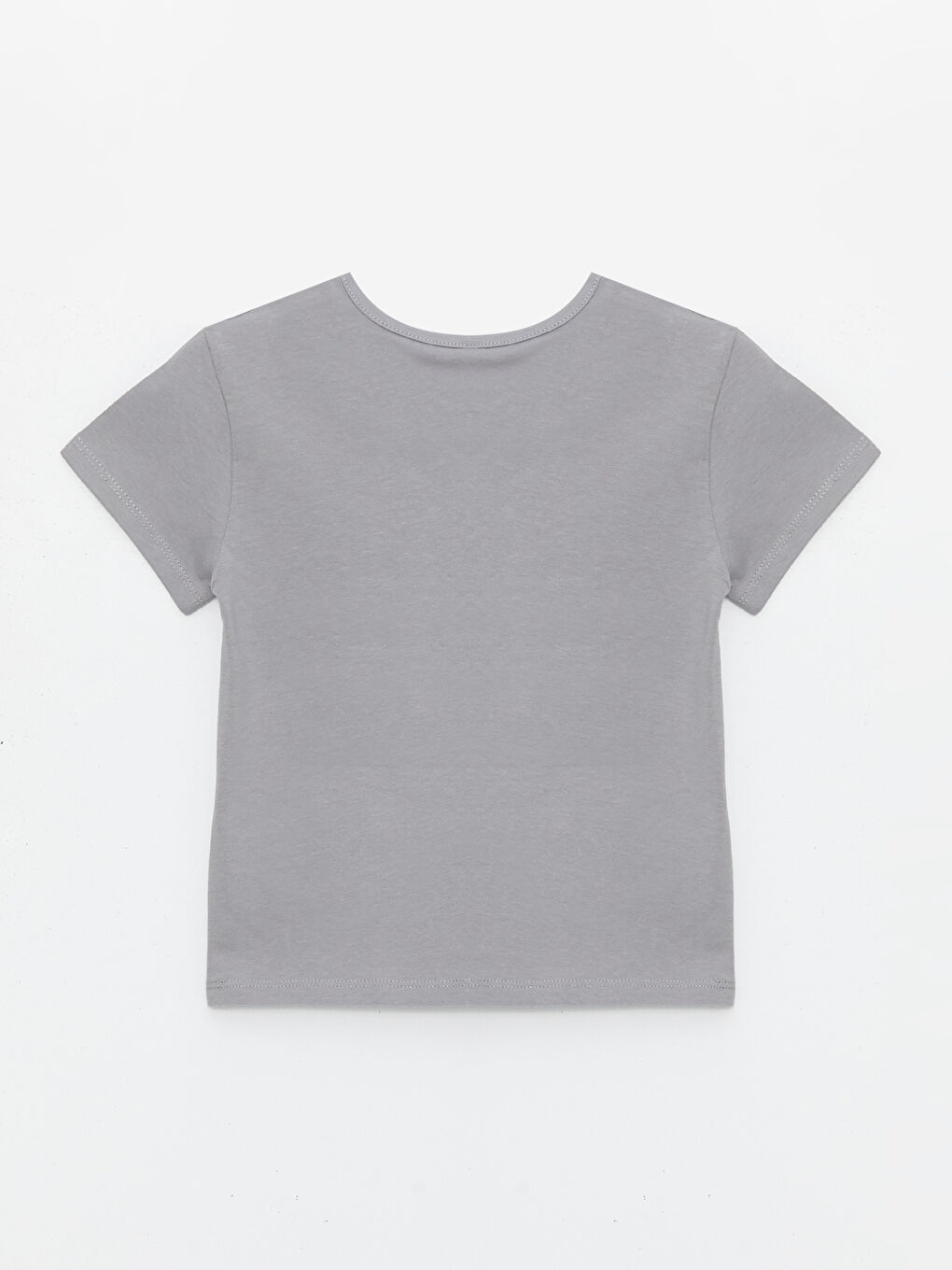 Gri Bisiklet Yaka Basic Kız Bebek Tişört 3'lü-4