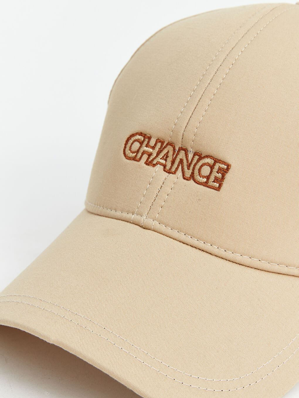 Bej Yazı Nakışlı Erkek Kep Şapka-4