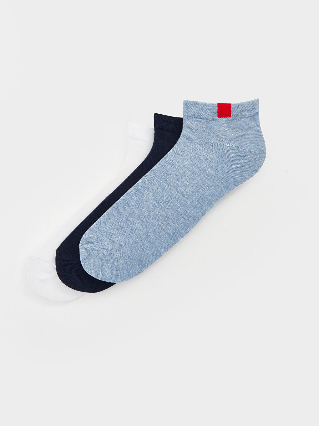 Beyaz Düz Erkek Patik Çorap 3'lü-1