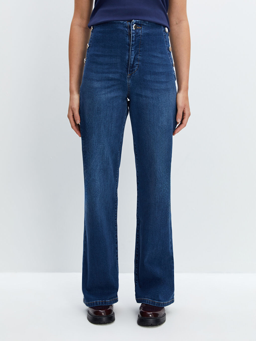 Jean Jambe Large pour Femmes-1