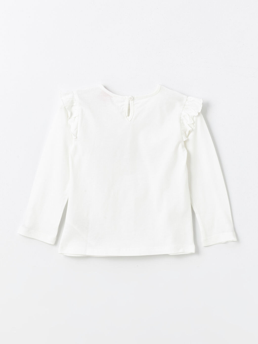 Ekru Bisiklet Yaka Uzun Kollu Barbie Baskılı Kız Bebek Tişört ve Tayt Pantolon 2'li-2