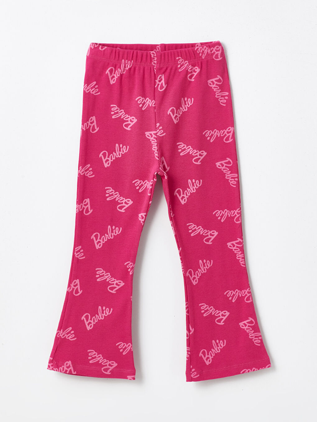 Ekru Bisiklet Yaka Uzun Kollu Barbie Baskılı Kız Bebek Tişört ve Tayt Pantolon 2'li-3