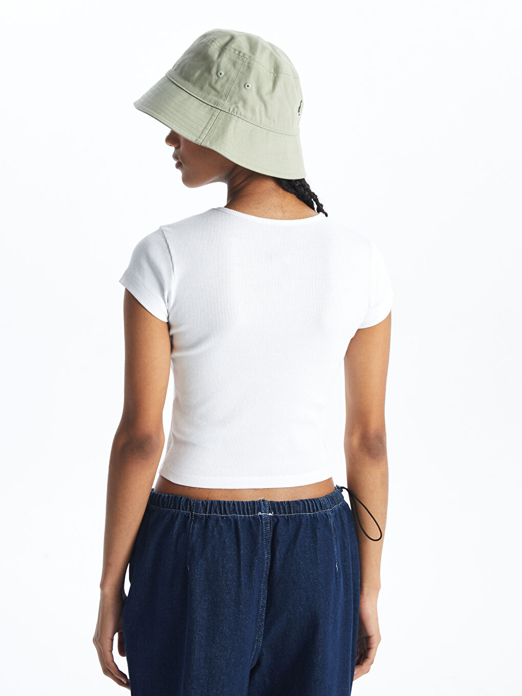Crew Neck Straight Short Sleeve Women's Crop T-Shirt -S4IU96Z8-Q6K
