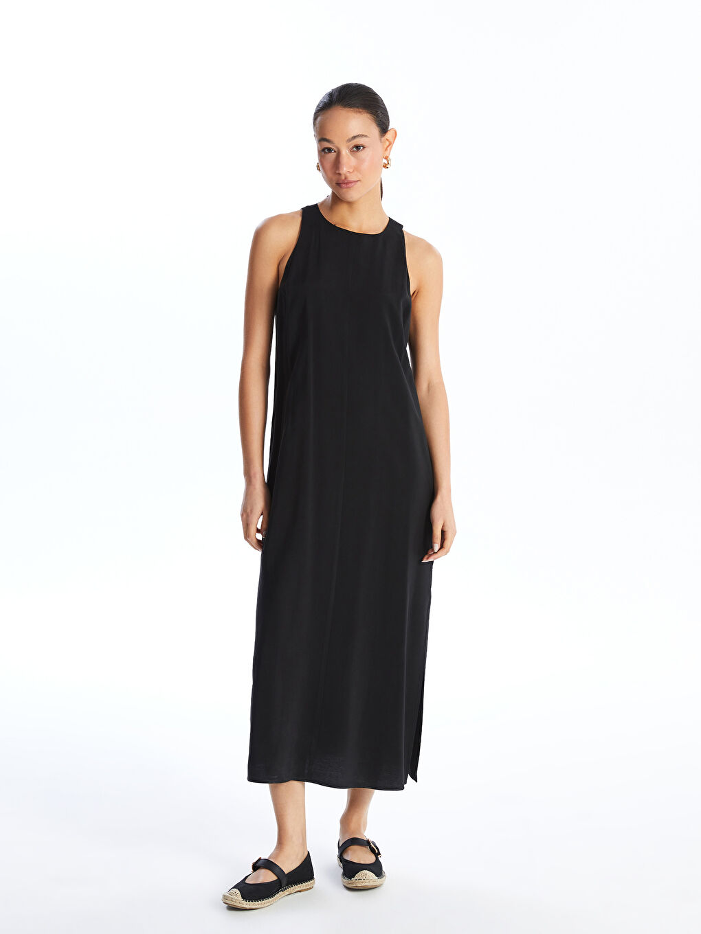 LCW Vision Women's Crew Neck Plain Dress -S4IV24Z8-CVL