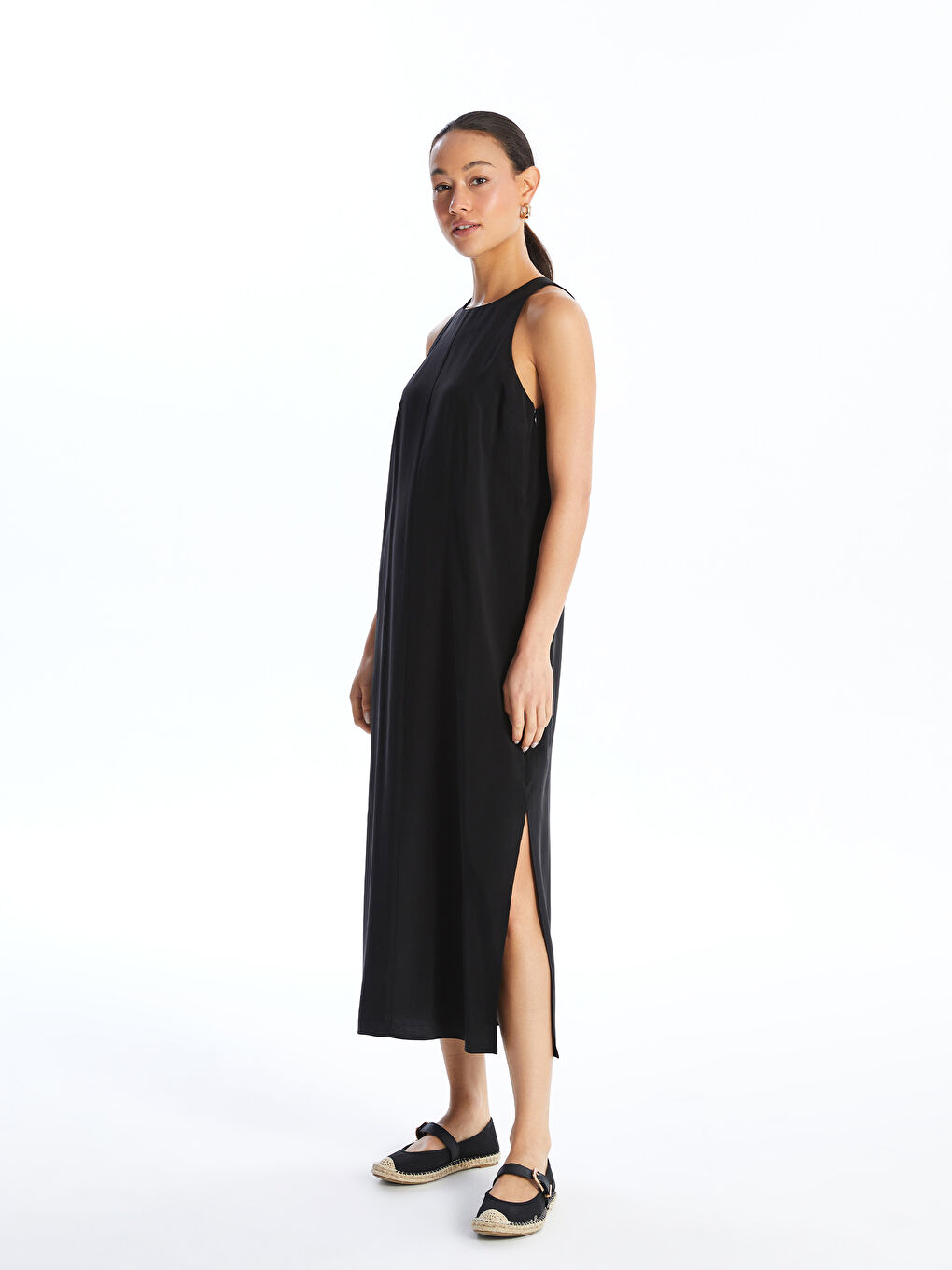 LCW Vision Women's Crew Neck Plain Dress -S4IV24Z8-CVL
