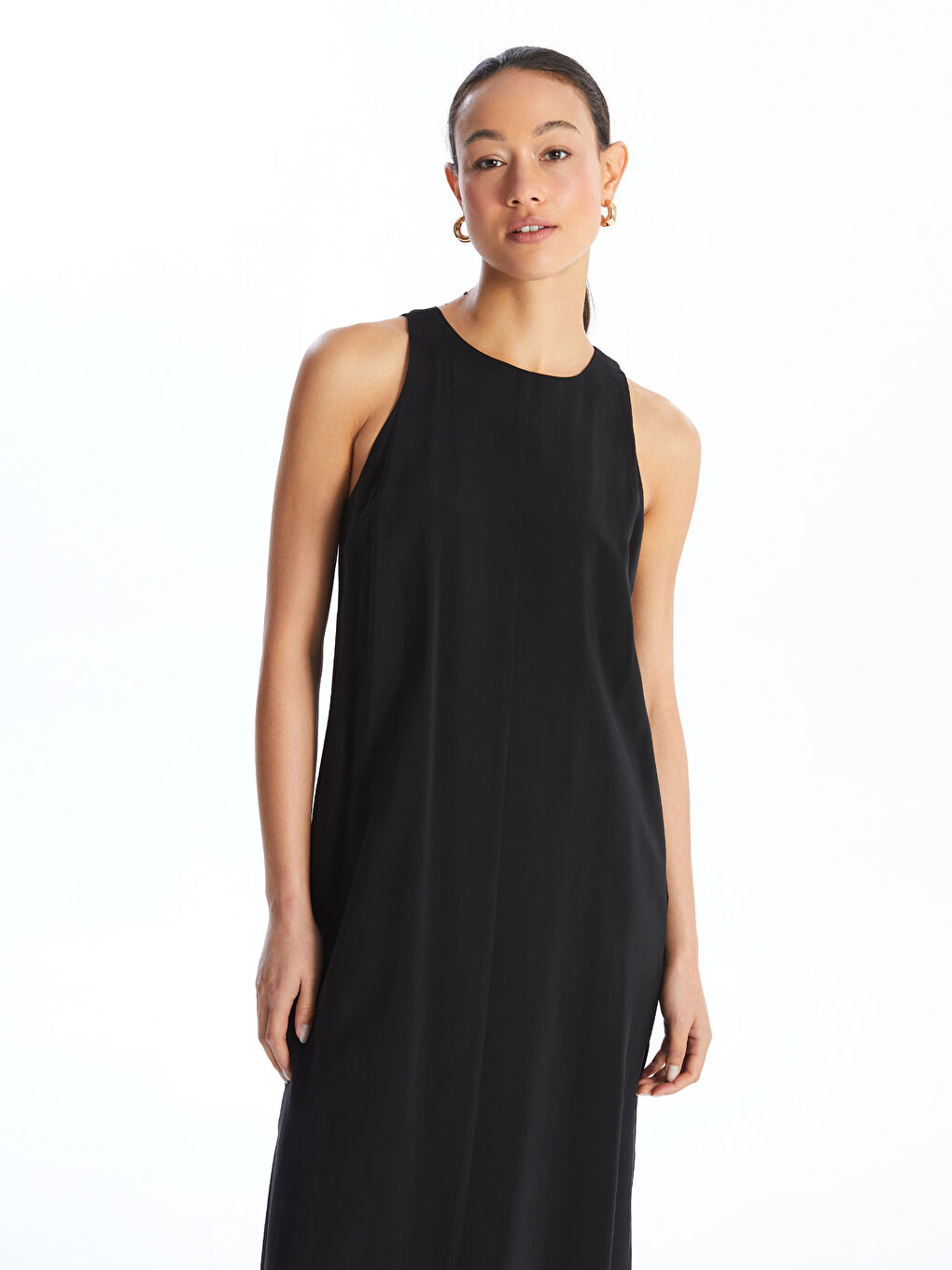 LCW Vision Women's Crew Neck Plain Dress -S4IV24Z8-CVL