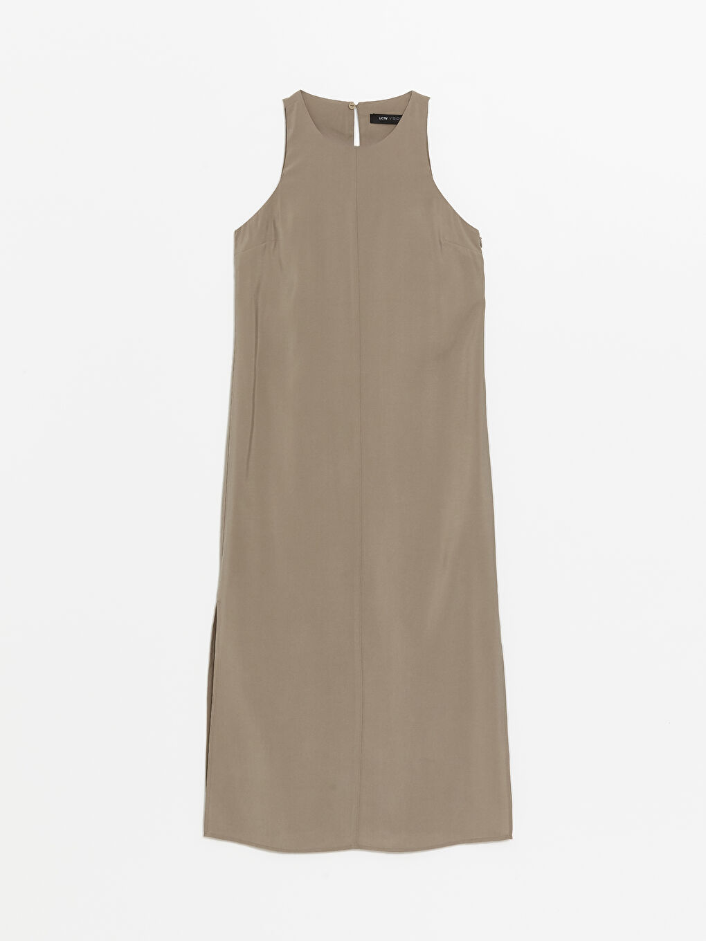 فستان سادة بياقة دائرية للسيدات-5