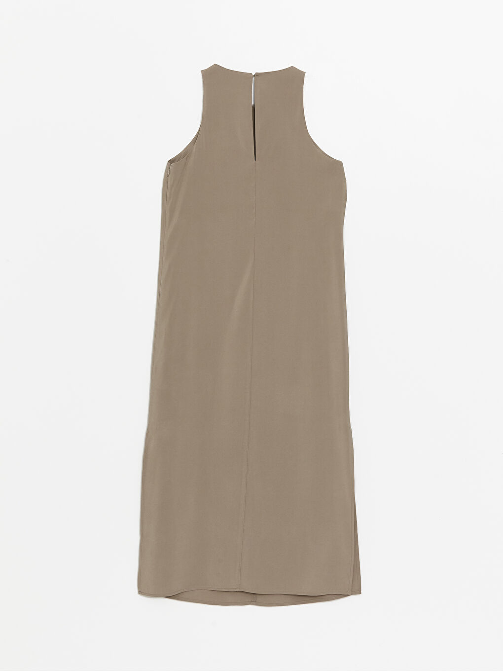 فستان سادة بياقة دائرية للسيدات-6