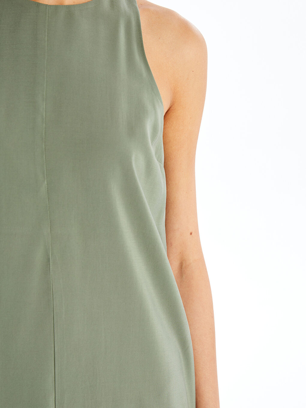 LCW Vision Women's Crew Neck Plain Dress -S4IV24Z8-YCH